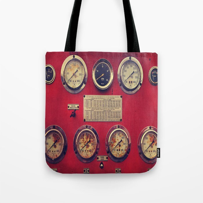 Old Gauges on a Fire Truck Tote Bag