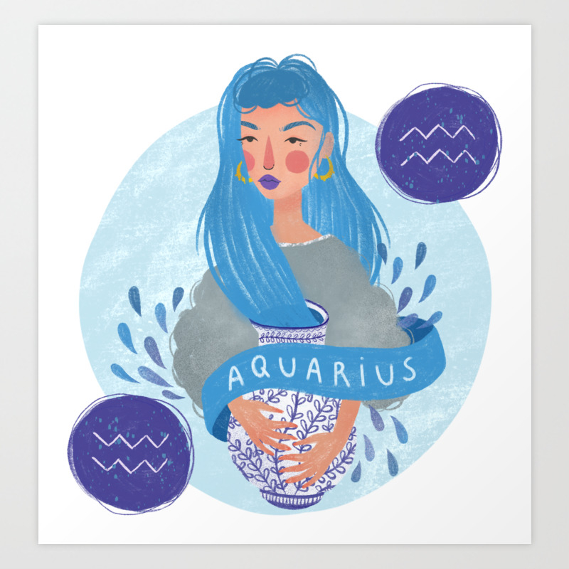 Aquarius Zodiac Illustration Art Print By Vetvy Society6
