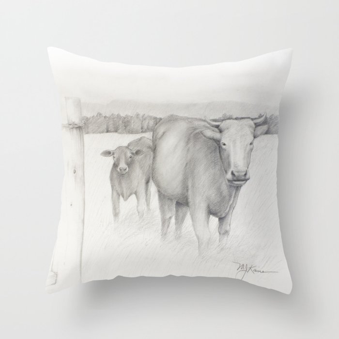 Cow and Calf Throw Pillow