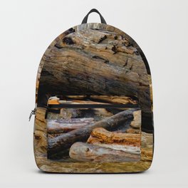 Driven Driftwood Backpack | Log, Photo, Bc, Coast, Ocean, Wood, Timber, Shore, Vancouver, Logs 
