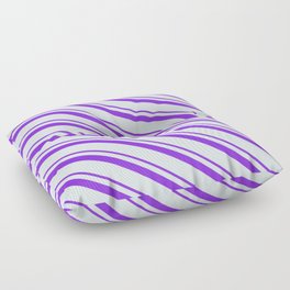 [ Thumbnail: Purple & Light Cyan Colored Lines/Stripes Pattern Floor Pillow ]