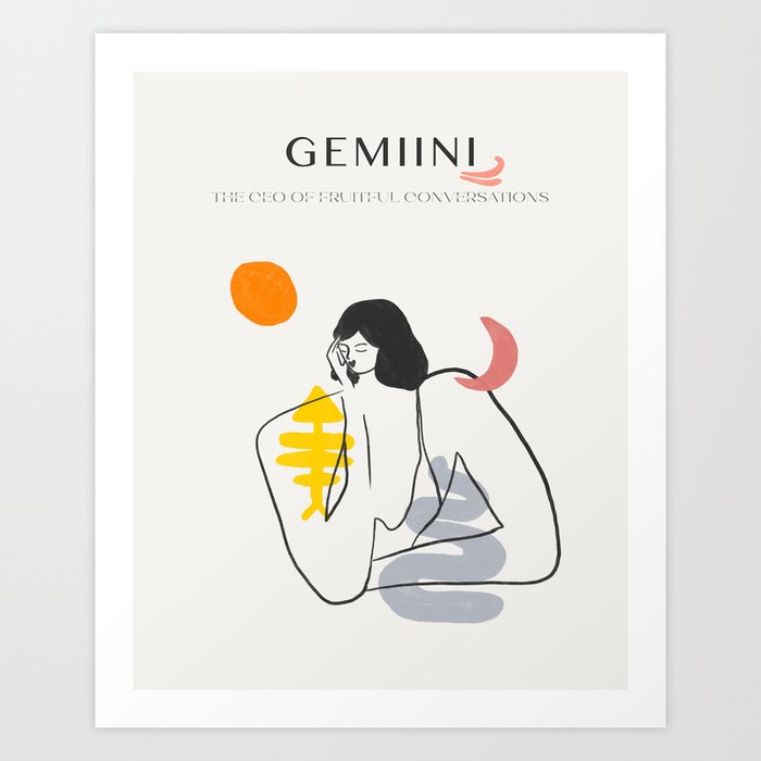 Gemini Zodiac Sign Gemini Art Art Print