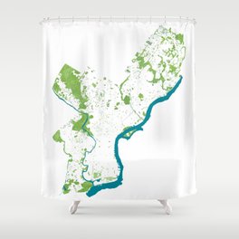 Philadelphia Map - Green Spaces Philly Parks Shower Curtain