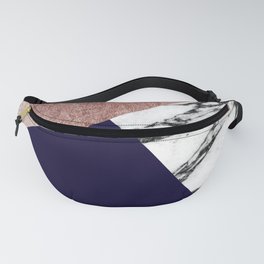 Modern Marble Rose Gold and Navy Blue Tricut Geo Fanny Pack