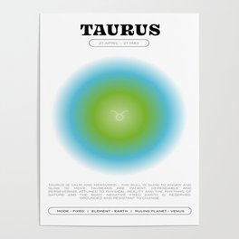 Taurus Zodiac Aura Print Poster