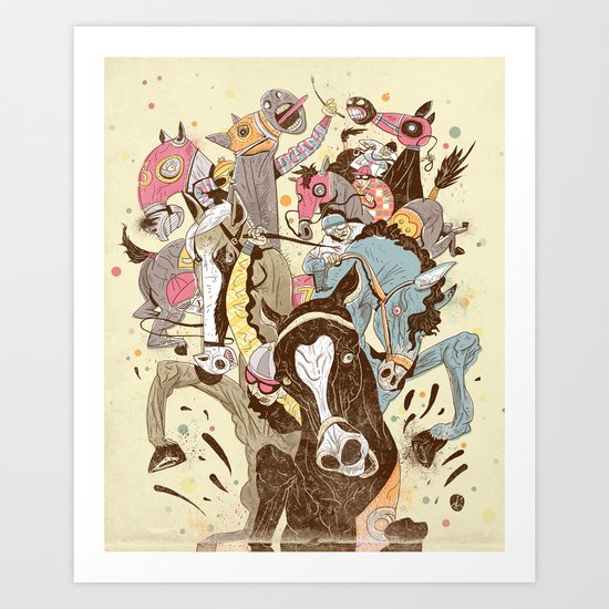 The Great Horse Race! Art Print