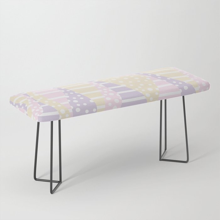 Spots and Stripes 2 - Pastel Pink, Yellow and Purple Bench