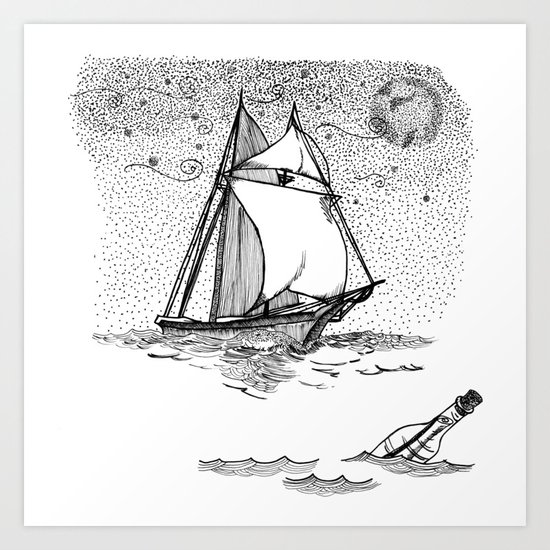 message in a bottle Art Print