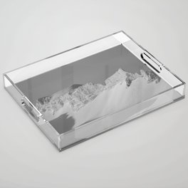  Land of contrast | Mountain glacier landscape black and white | Iceland shadows Acrylic Tray