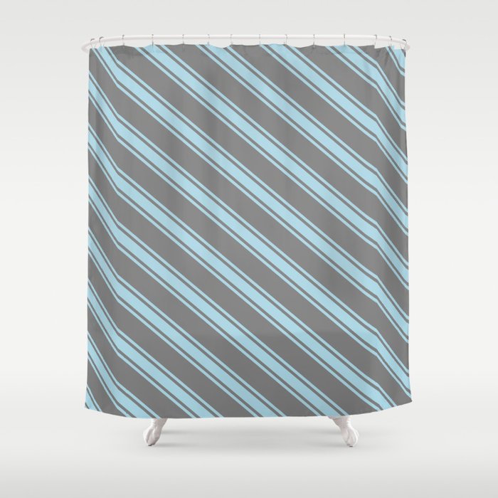 Grey & Light Blue Colored Stripes Pattern Shower Curtain