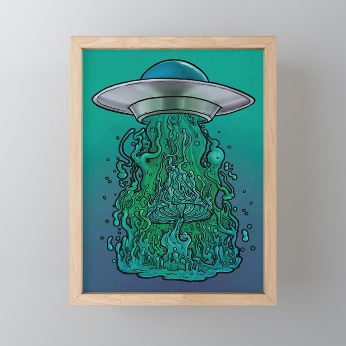 Mushroom Abduction Framed Mini Art Print
