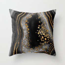 Agate Copper Gold Glam Night #1 #gem #decor #art #society6 Throw Pillow