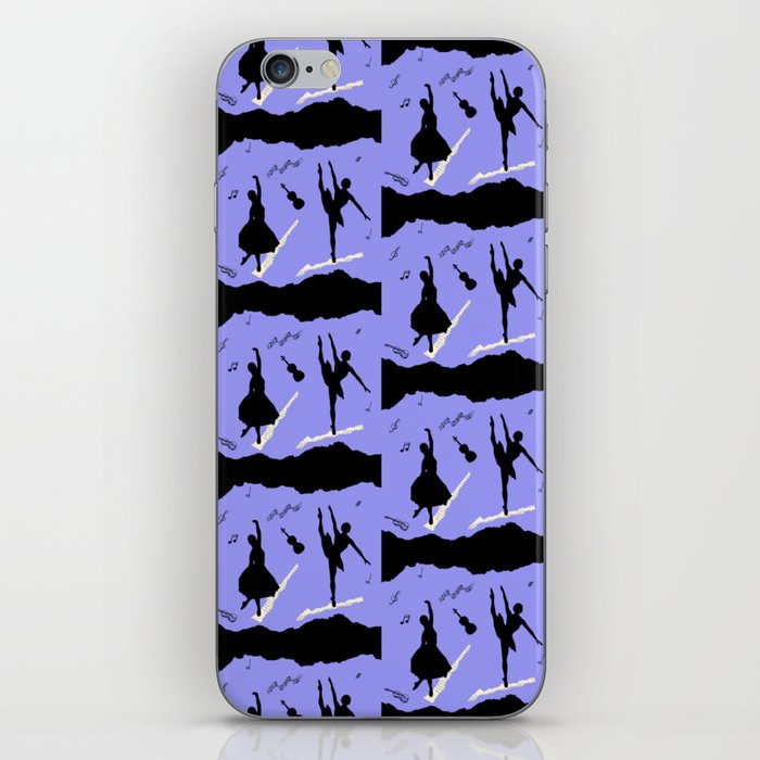 Two ballerina figures in black on blue paper iPhone Skin