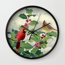 Cardinals on Tree Top Wall Clock