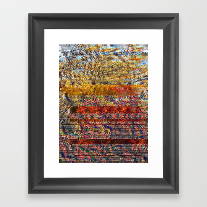 Autumn Ginkgo & Dogwood Glitch'd Framed Art Print
