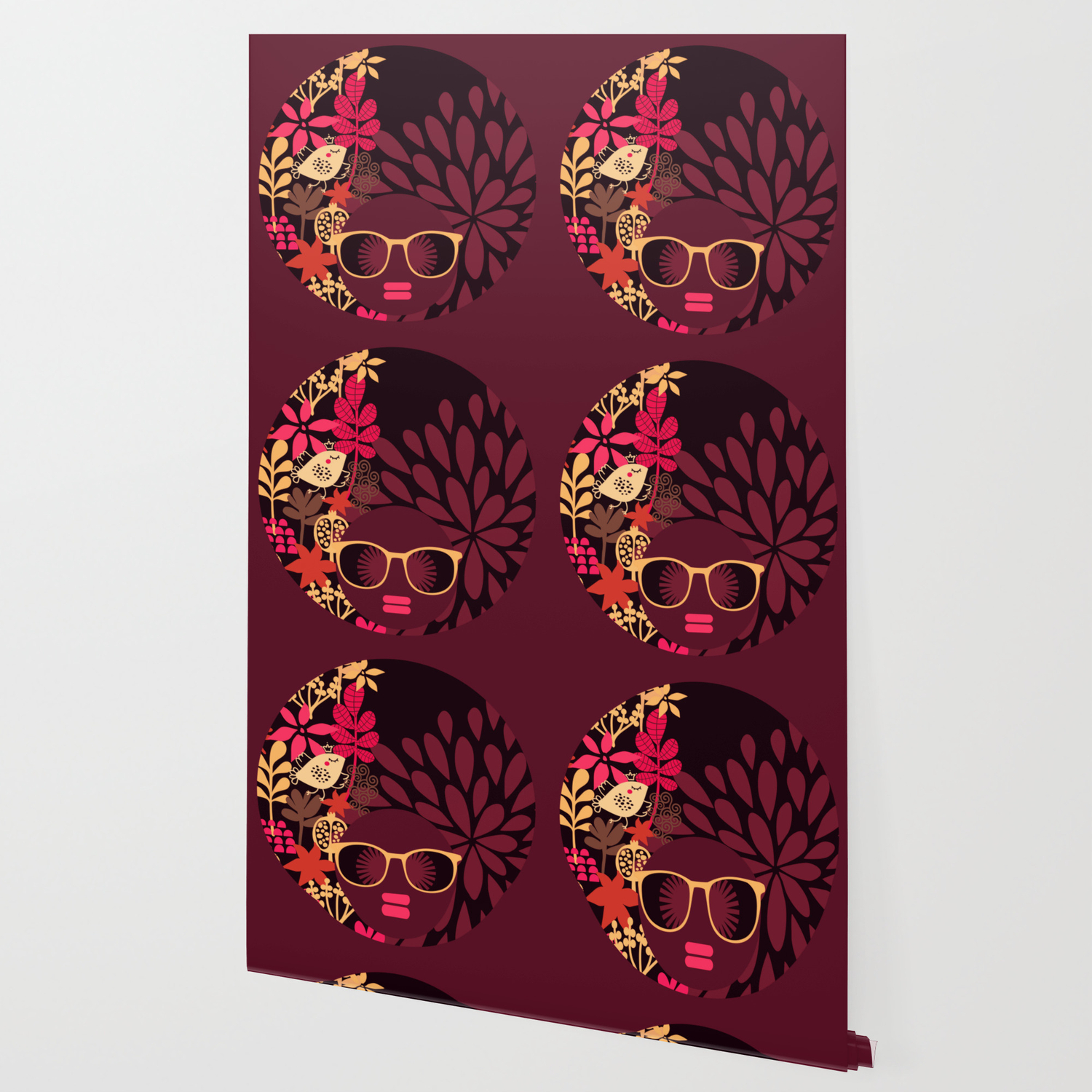 Afro Diva Sophisticated Lady Deep Pink Burgundy Wallpaper By