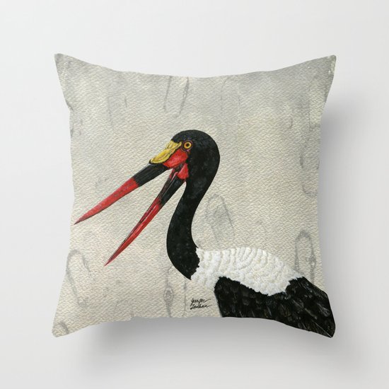 Saddle-billed Stork Quinn 2 Throw Pillow