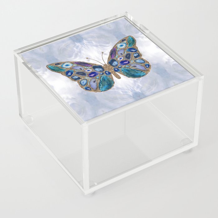 Blue and Purple Geodes Butterfly Acrylic Box