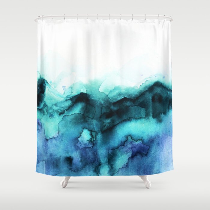 Abstract Teal Purple Watercolor Shower, Shower Curtain Watercolor
