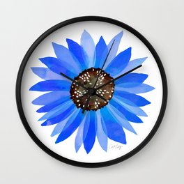 Single Sunflower – Blue Wall Clock