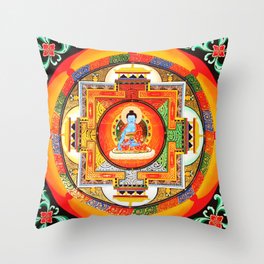 Buddhist Healing Mandala Throw Pillow