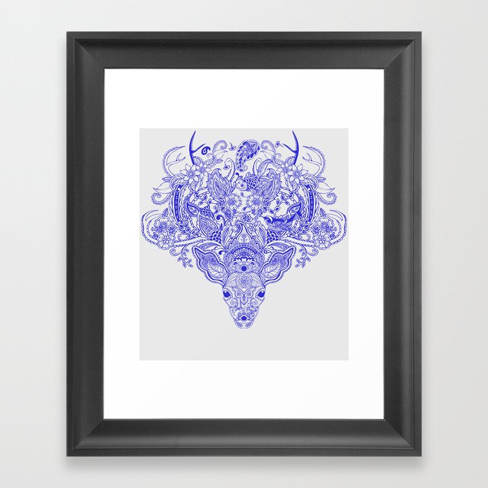 Little Blue Deer Framed Art Print