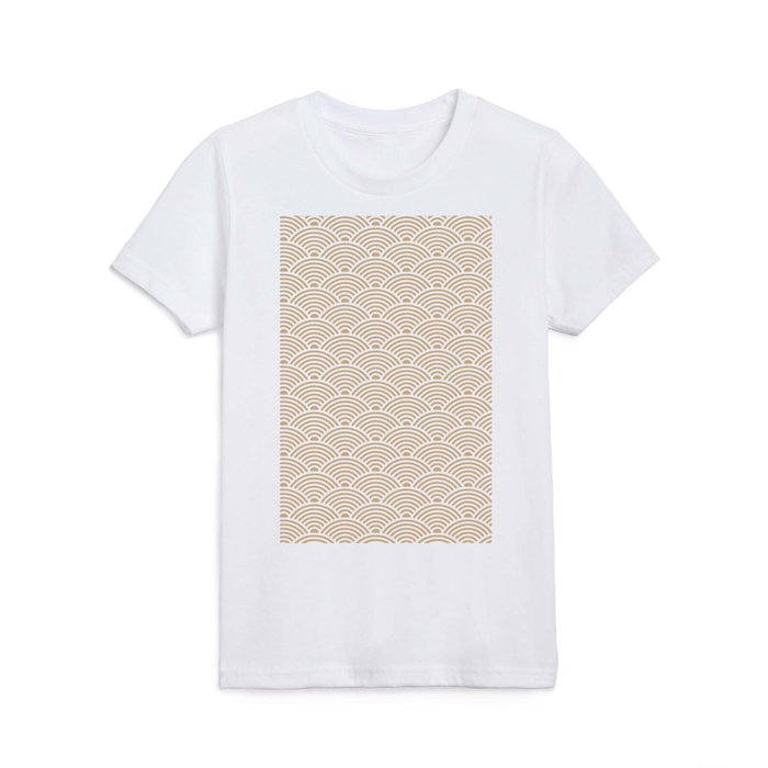 Japanese Waves (White & Tan Pattern) Kids T Shirt