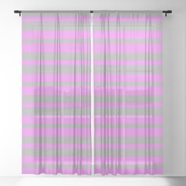 [ Thumbnail: Dark Grey & Violet Colored Stripes/Lines Pattern Sheer Curtain ]
