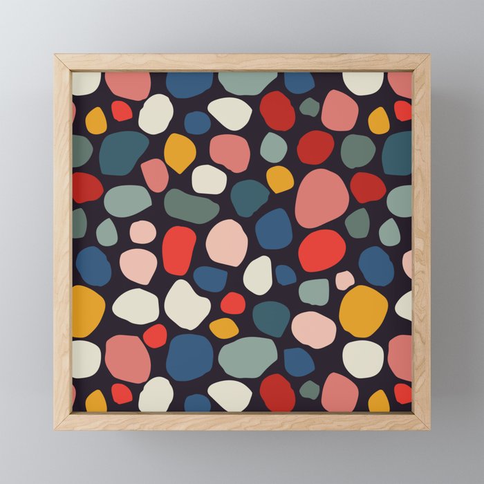Pebbles abstract pattern Framed Mini Art Print