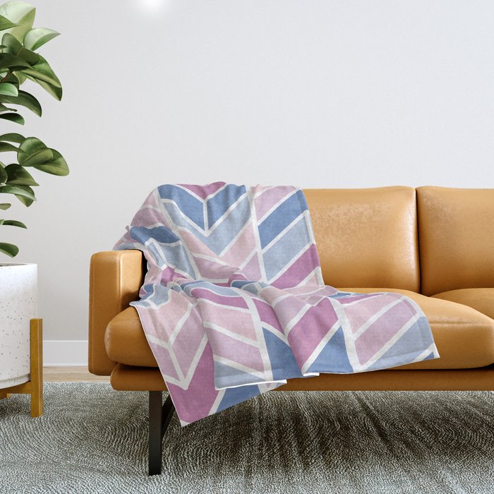 Pastel Herringbone Pattern Throw Blanket