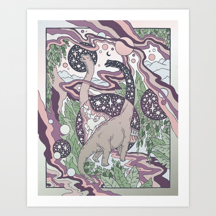 Jurassic Portal | Purple Haze Palette | Dinosaur Science Fiction Art Art Print