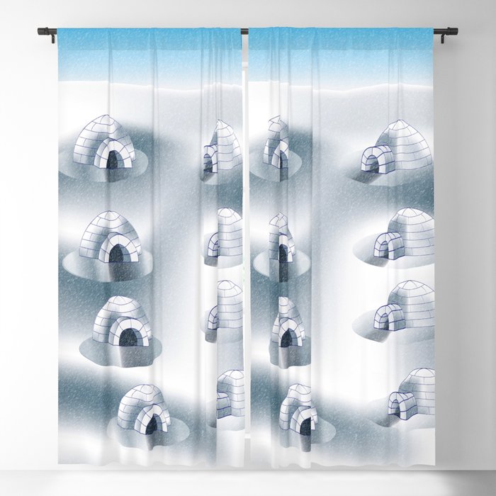Igloo in the Snow, Winter Landscape Blackout Curtain