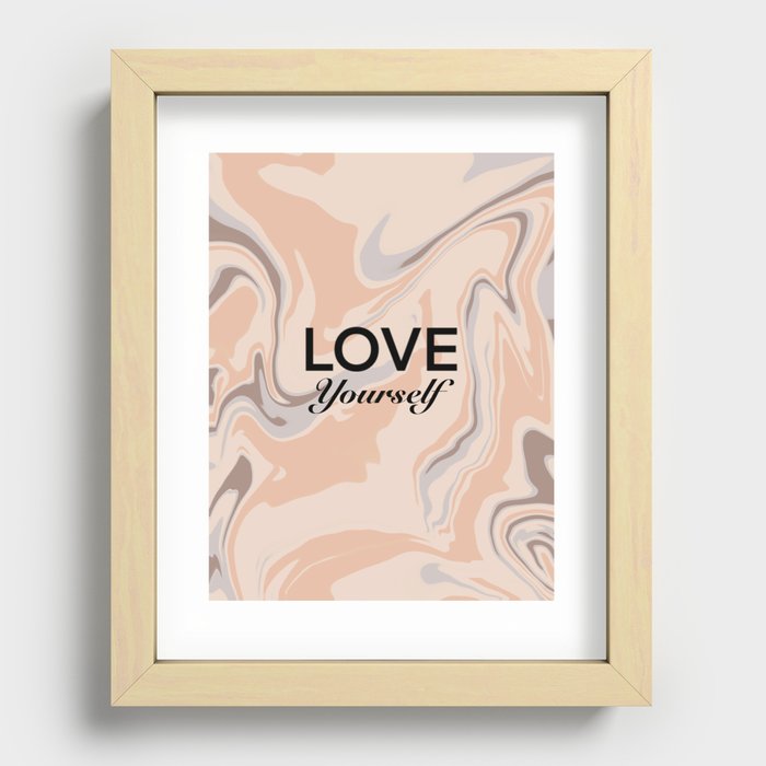 Love Yourself Marble Art Recessed Framed Print