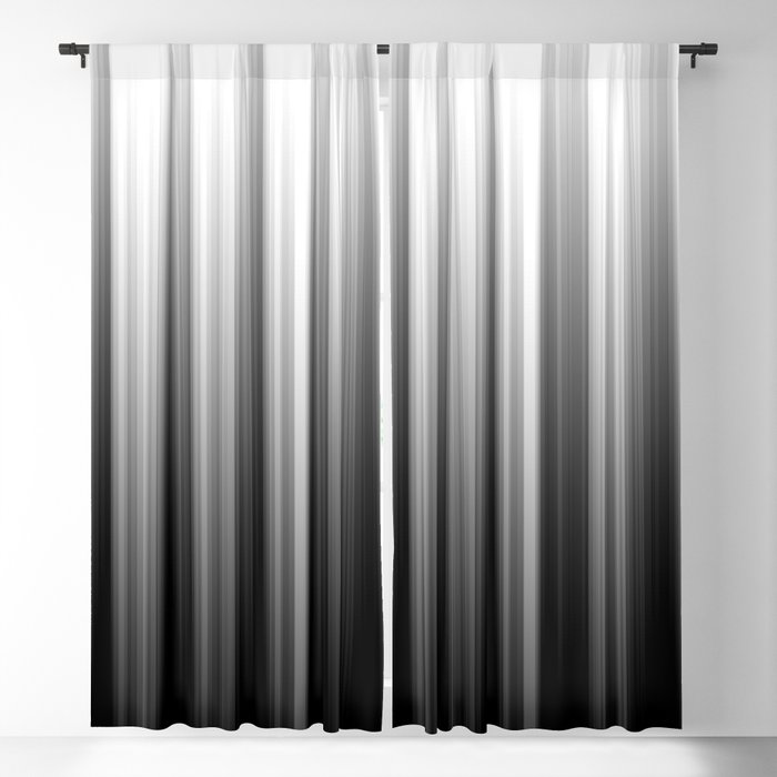 Black And White Soft Blurred Vertical Lines - Ombre Abstract Blurred Design Blackout Curtain