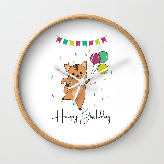 Cat Wishes Happy Birthday To You Cats Wall Clock
