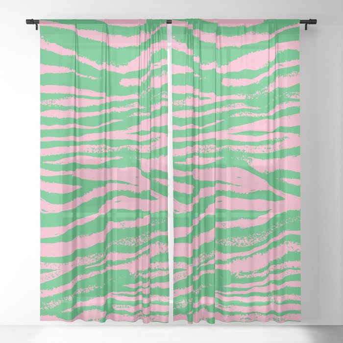 Electric Retro Zebra Stripes 70s (ix 2021) Sheer Curtain