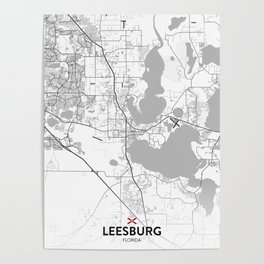 Leesburg, Florida, United States - Light City Map Poster