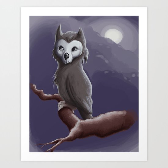 Skull Owl Art Print