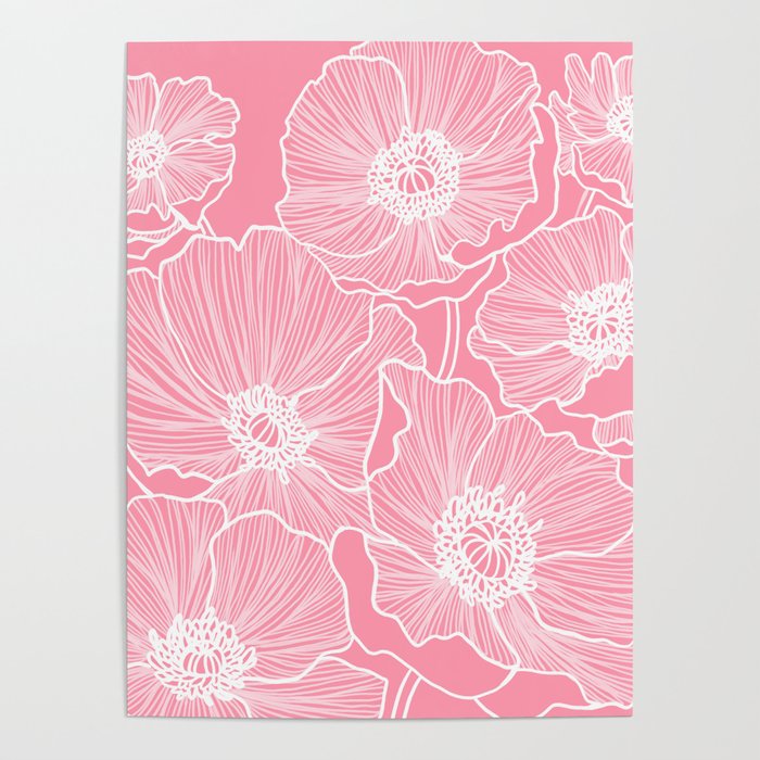 Light Pink Poppies Poster