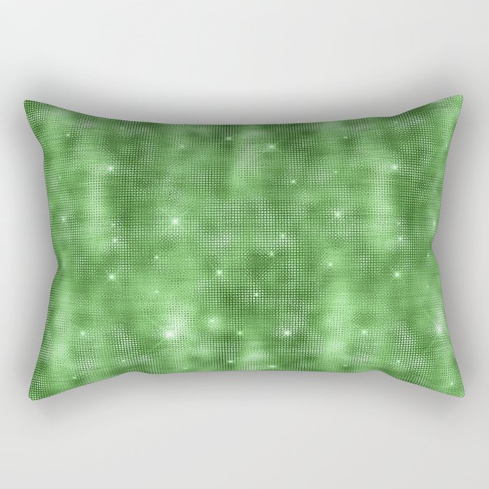 Glam Green Diamond Shimmer Glitter Rectangular Pillow
