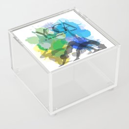 Yoga and meditation watercolor quotes in cool scheme- Yoga is the fountain of youth Acrylic Box