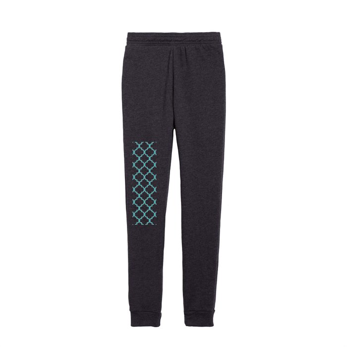 Moroccan Trellis (Teal & White Pattern) Kids Joggers