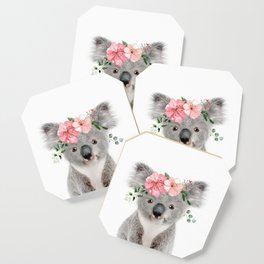 Baby Koala with Flower Crown Coaster