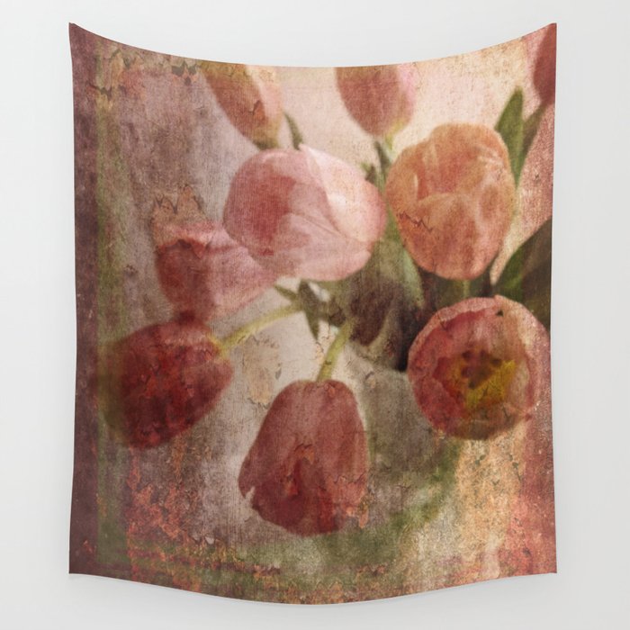 peach tulips Wall Tapestry