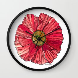 Red Poppy Wall Clock