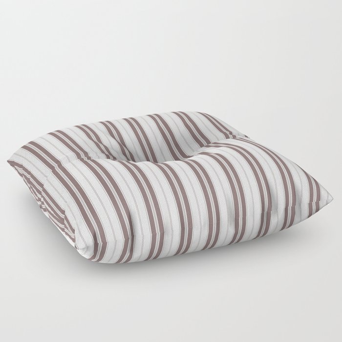 Bark Brown and White Vintage American Country Cabin Ticking Stripe Floor Pillow