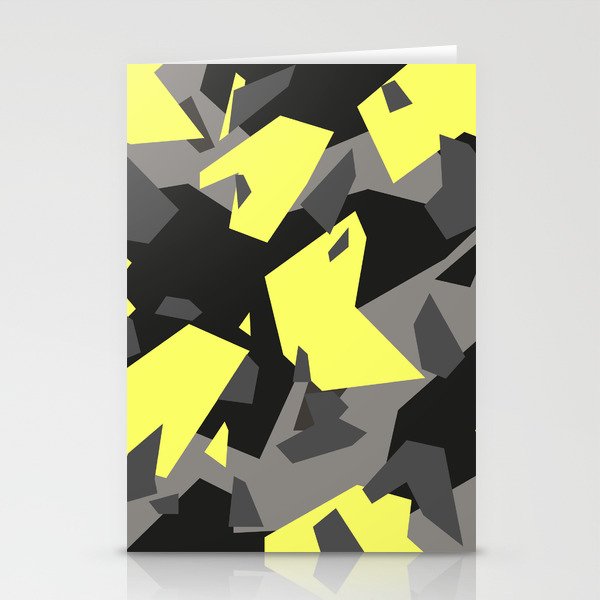Black\Grey\Yellow Geometric Camo Stationery Cards