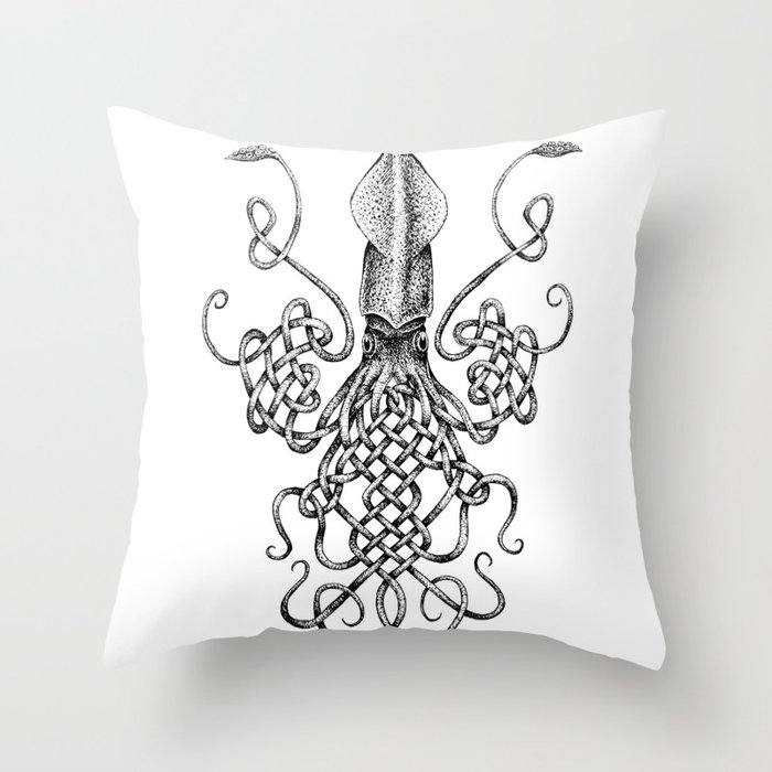 Celtic Knot Squid Throw Pillow