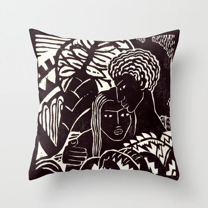 Black couple embracing, African American man and woman Throw Pillow