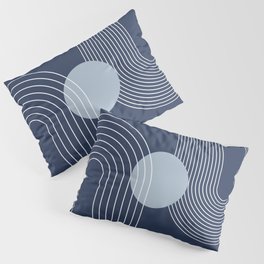 Geometric Lines in night Blue 10 (Rainbow and Sun Abstract) Pillow Sham